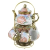 European-style ceramic coffee sets, Middle Eastern electroplated 13-piece cup and plate sets, afternoon tea sets, flower tea cups, wedding gifts, Medley 011 Item Picture